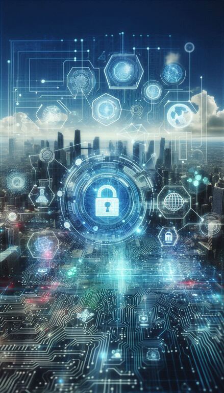 Interconnected digital networks symbolizing trust and compliance in the SaaS and AI era with elements of data security and verification.